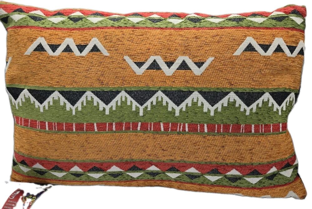 Global Tribal Accent Pillow 15x22" South African Tapestry NEW Geometric Orange